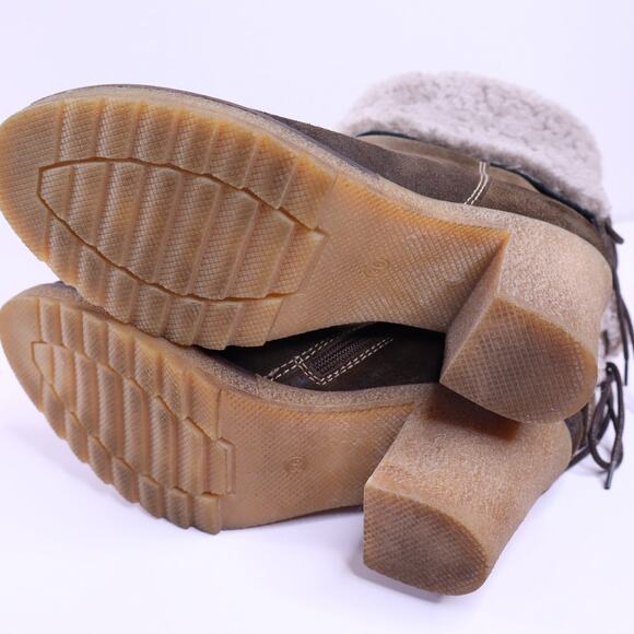 CORDANI Sherpa Suede Ankle Boot Taupe Lace Up Heeled Booties Women's 36/US 5.5 - Picture 6 of 8